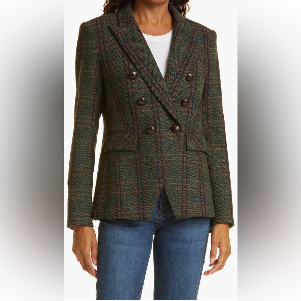 Veronica Beard Miller Dickey Virgin Wool in Forest Multi Size: 6